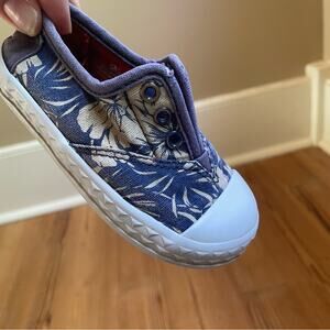 Toms navy blue palm floral slip on toddler sneaker SIZE 6